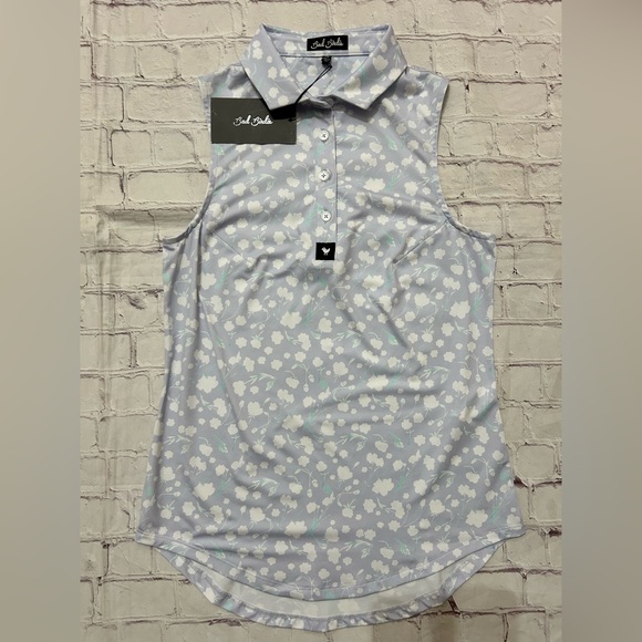 Bad Birdie NWT Baby Lush Floral Women's Sleeveless Golf Polo Shirt XS - Picture 4 of 7